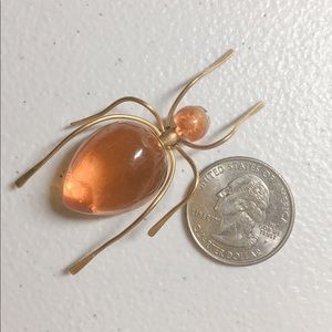 Vintage amber spider brooch